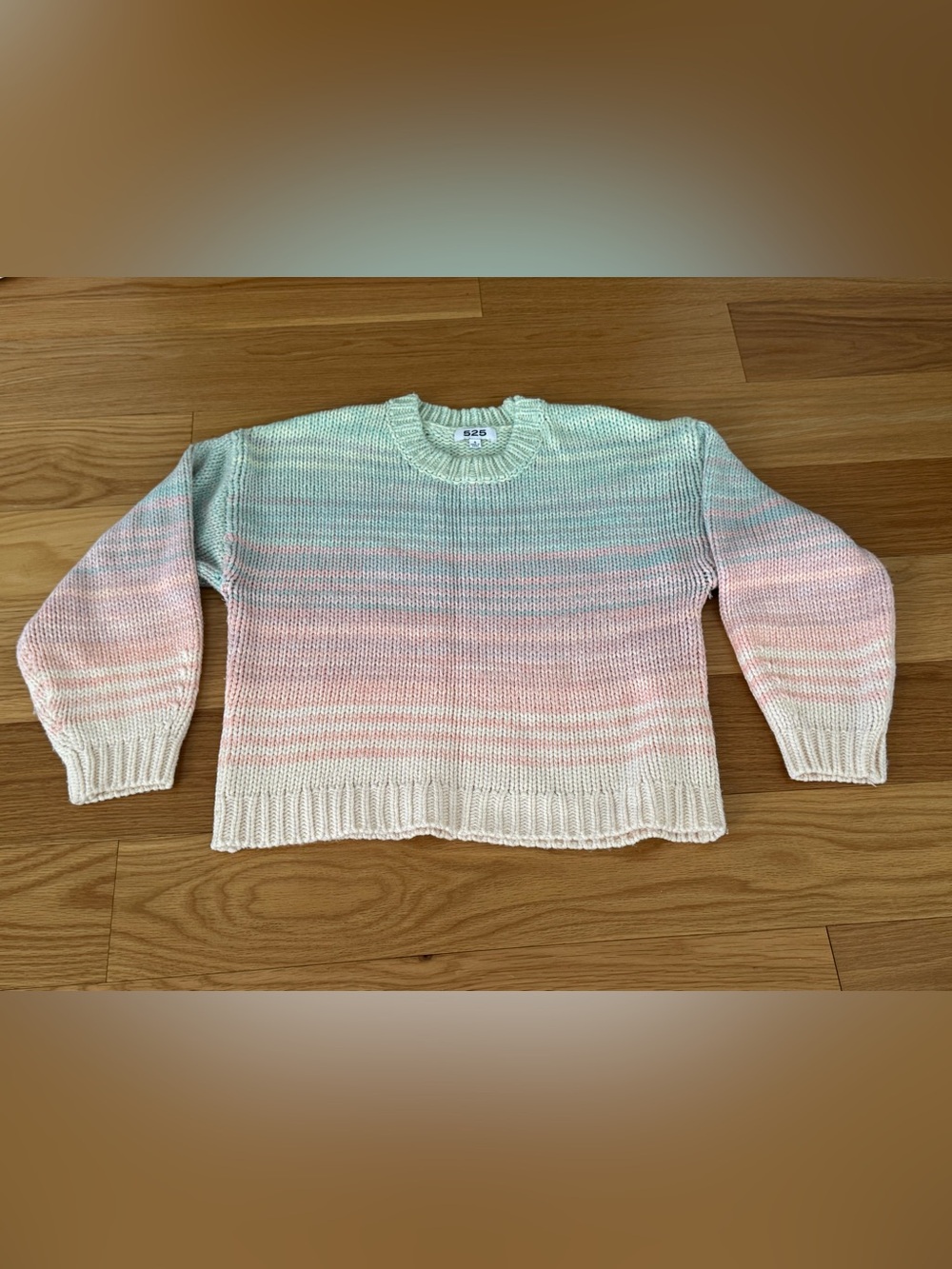 525 America Pastel Ombre Crewneck Summer Sweater - Mint, Pink, Cream